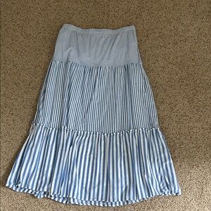 J. Crew Striped A-Line Skirt in Blue and White